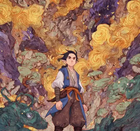 角色设定风格参考图，展示从草图到成稿的视觉方向